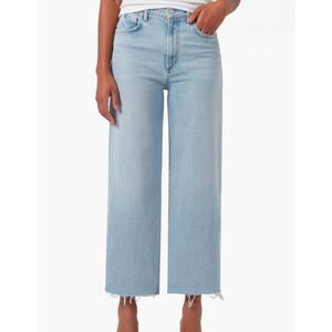 AGOLDE Ren Wide Leg Jeans Womens 30 Blue Light Wash High Rise Raw Hem Denim